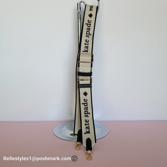 KATE SPADE Webbing Bag Strap with Embroidered Logo- Light Natural color ⭐ - Picture 9 of 16